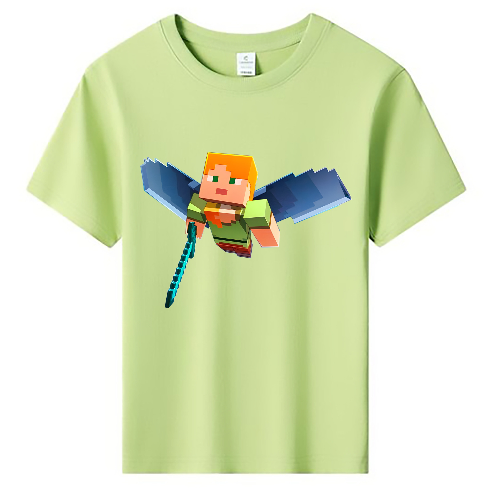 （画像用） マインクラフト ブロックの世界 Minecraft MC Block world 綿100％キッズTシャツ（フロントプリント）